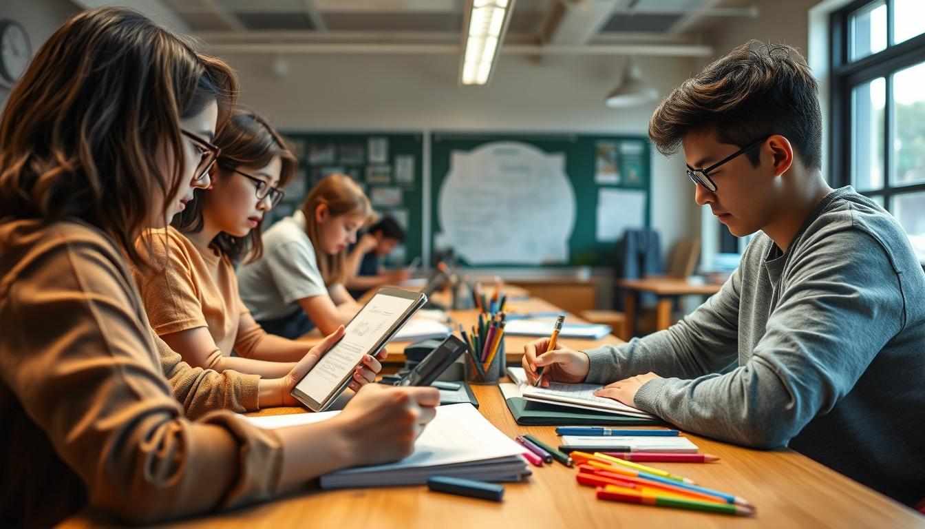 Student preparing for exams with study materials