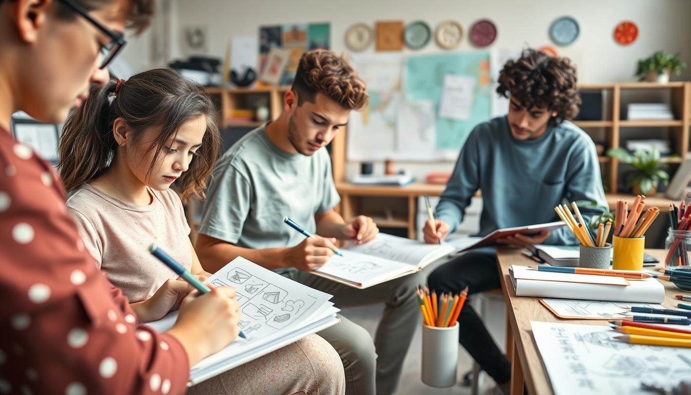 Student using learning strategies while studying